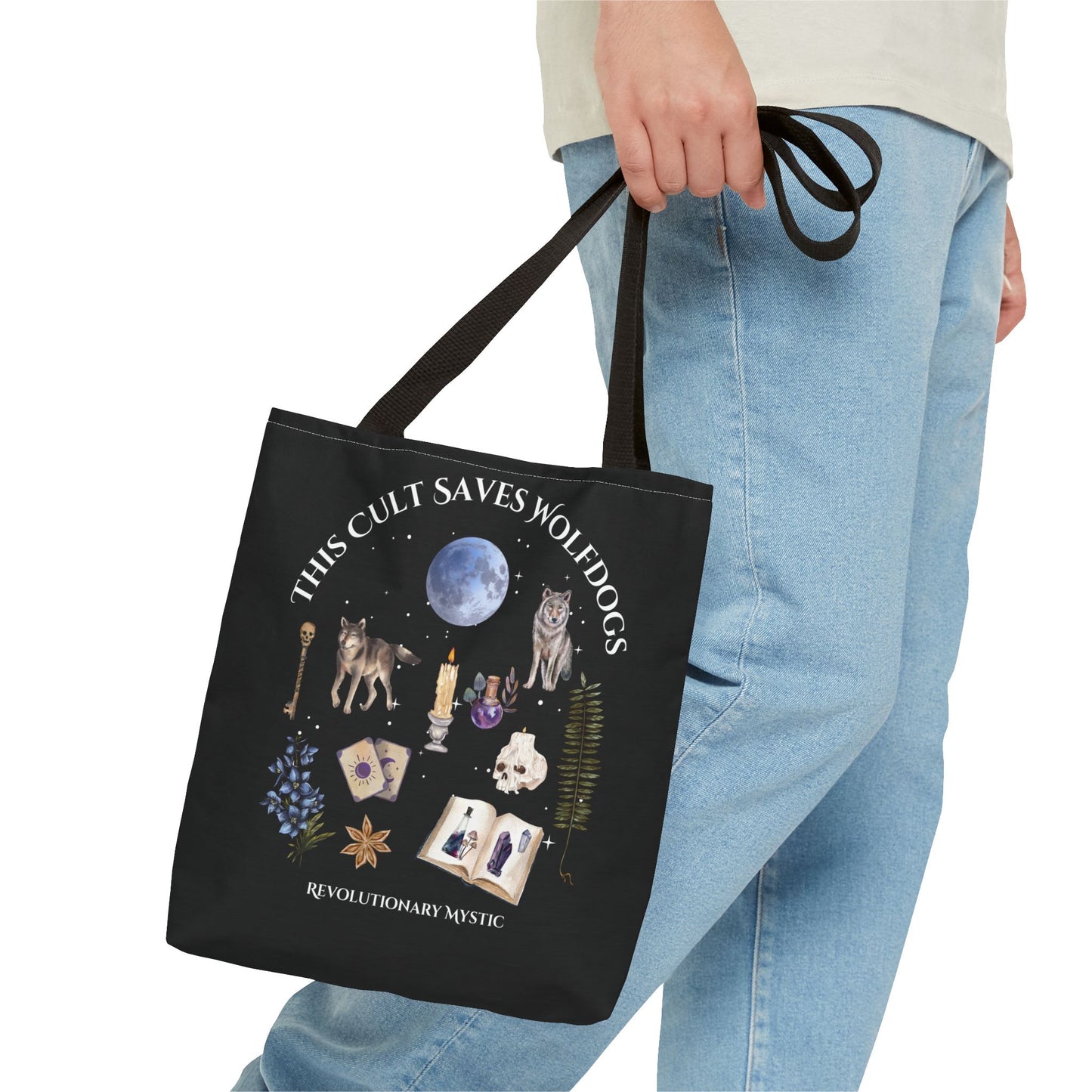 Mystical Wolfdog Tote Bag - Cult Saves Wolfdogs & Hexing Haters Design