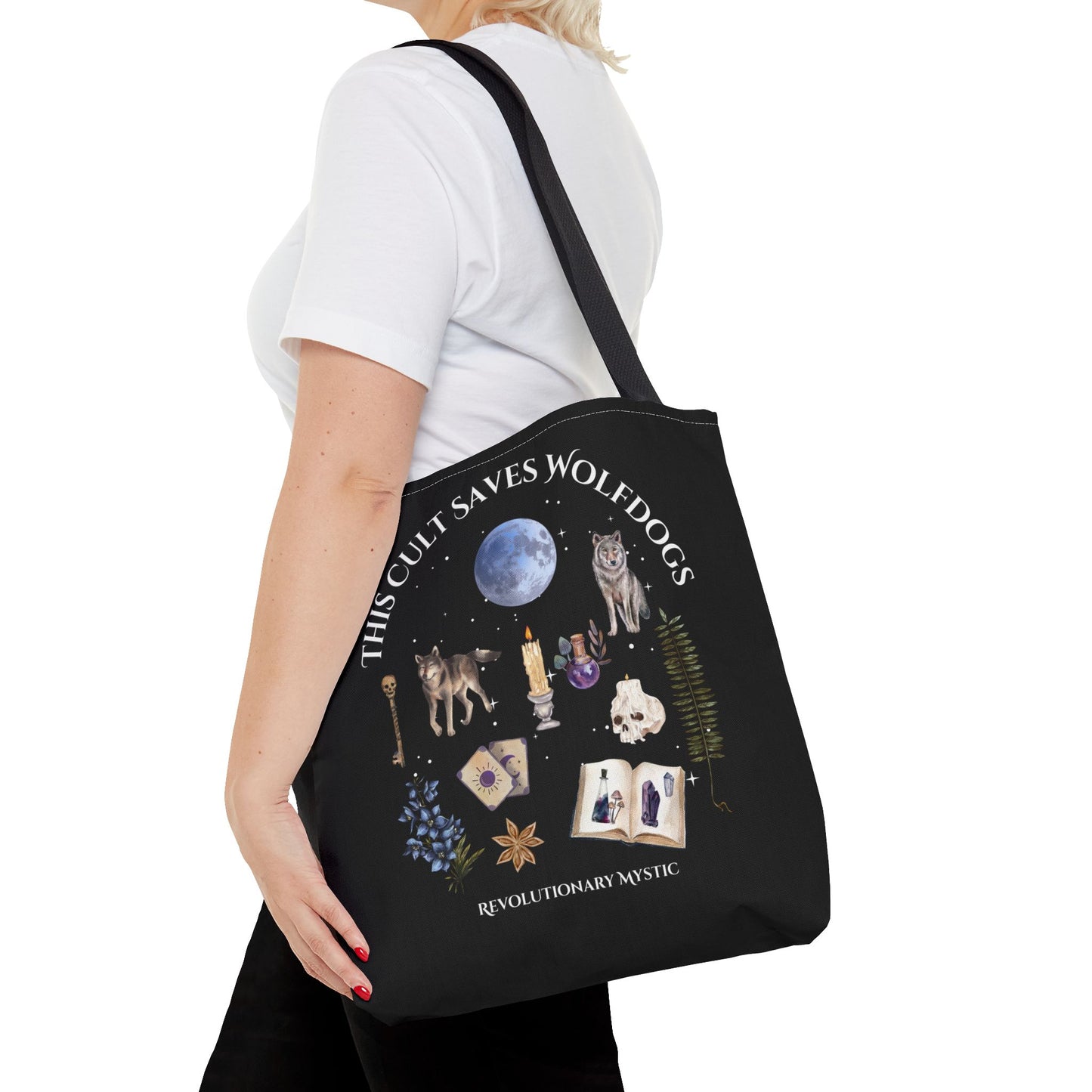 Mystical Wolfdog Tote Bag - Cult Saves Wolfdogs & Hexing Haters Design