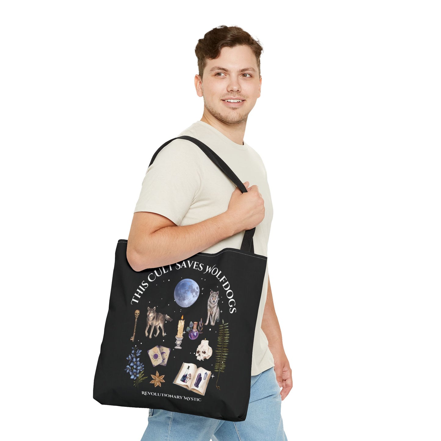 Mystical Wolfdog Tote Bag - Cult Saves Wolfdogs & Hexing Haters Design