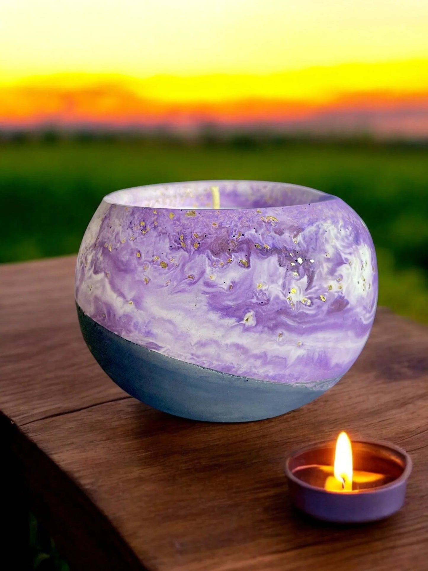 Purple/Black Sanctuary Spirit Orb Soy Wax Candle - Nontoxic Hand - Poured Candle - Revolutionary Mystic