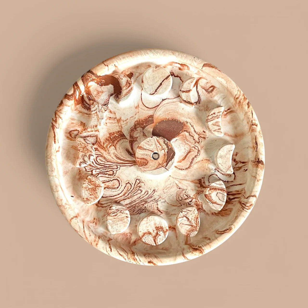 Terra Cotta Jesmonite Moon Phases Incense Burner - Revolutionary Mystic
