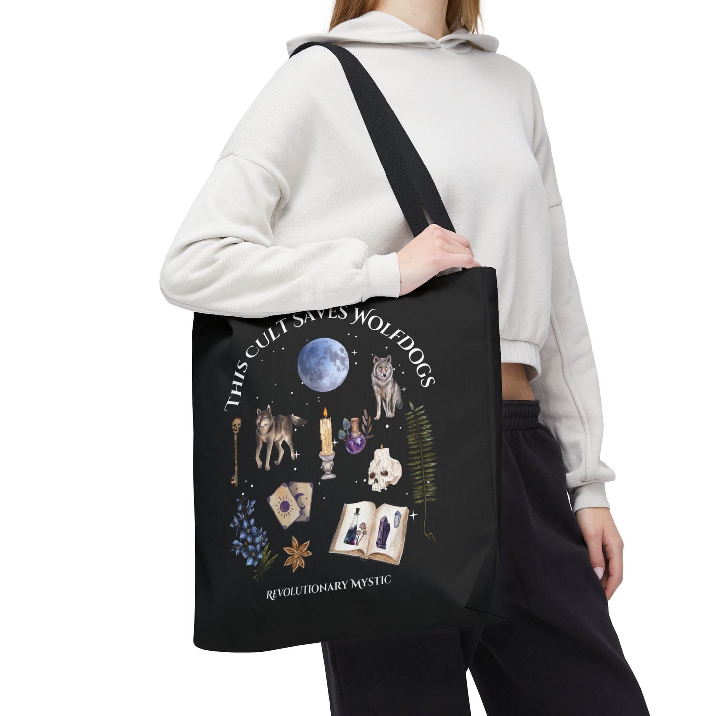 Mystical Wolfdog Tote Bag - Cult Saves Wolfdogs & Hexing Haters Design