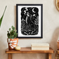 Art Prints - "Inoxia" Monochrome Mystical Wolf Folk