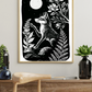 Art Prints - "Digitalis" Monochrome Mystical Fox Folk Art Linocut Style
