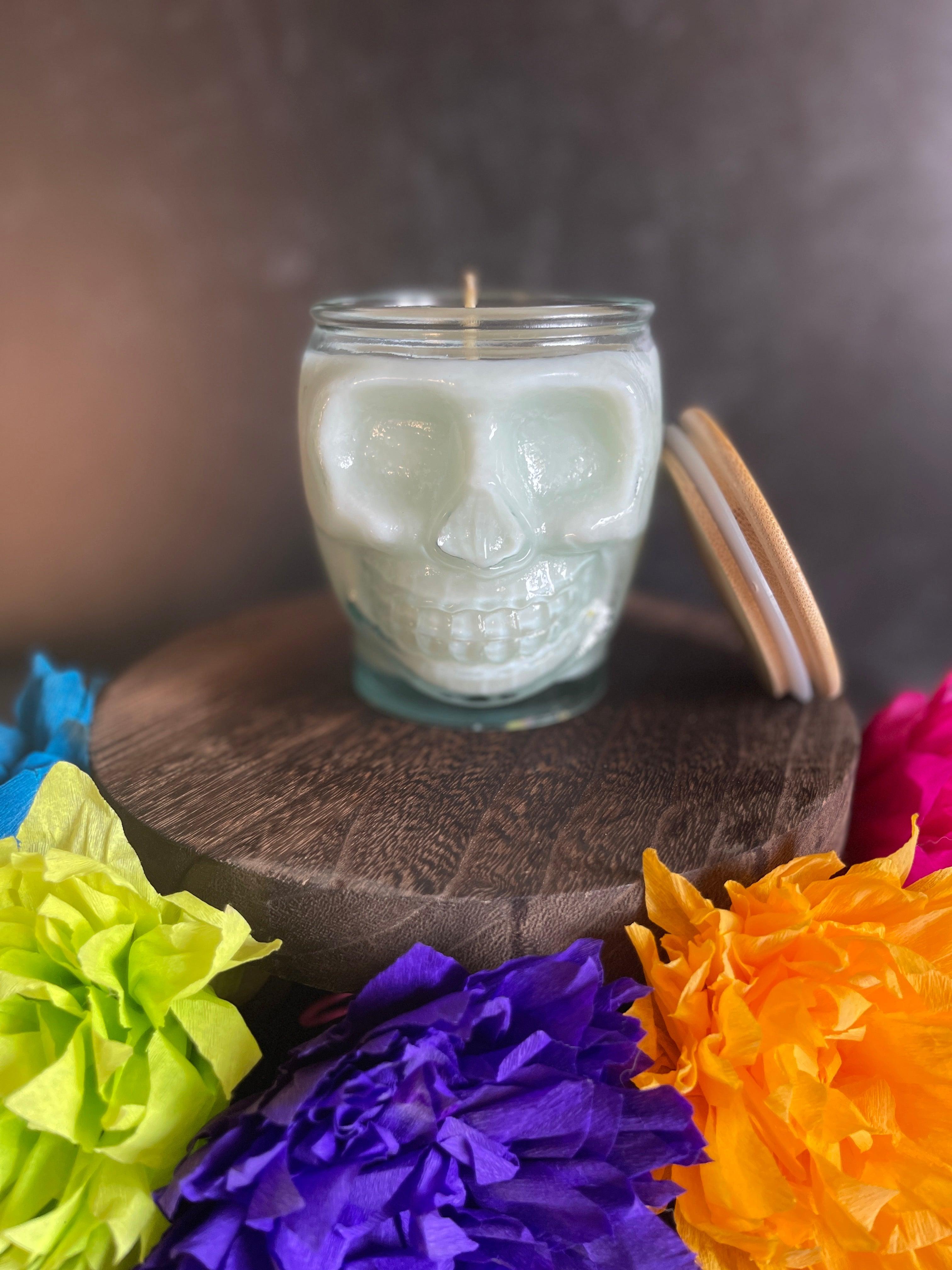 Ancestral Connection Botanical Resin Candle Spell Skull // Bumblebee good Fern