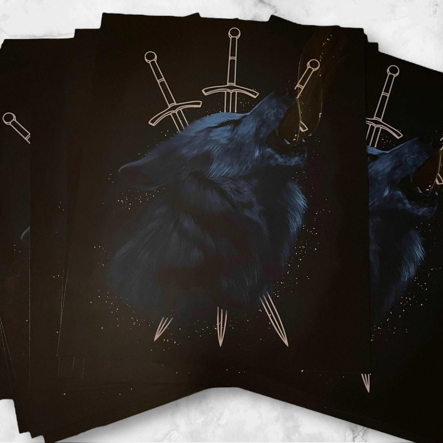 Three of Swords Wolf Giclee Print 11 x 14