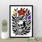 Art Print - "Skull Garden" Folk Art Minimal Modern Botanical - Revolutionary Mystic