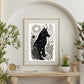 Art Print - “Solar Solstice” Mystical Wolf Monochrome Witchy Aesthetic - Revolutionary Mystic