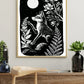 Art Prints - "Digitalis" Monochrome Mystical Fox Folk Art Linocut Style - Revolutionary Mystic