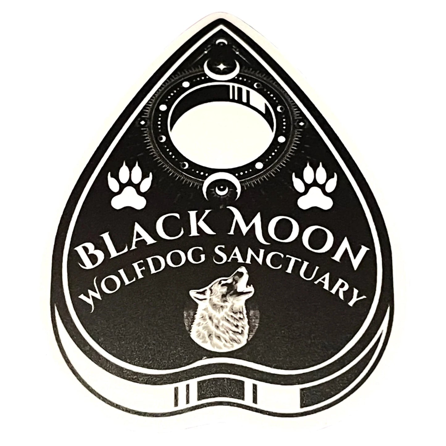 Black Moon Sanctuary Planchette Sticker - Revolutionary Mystic