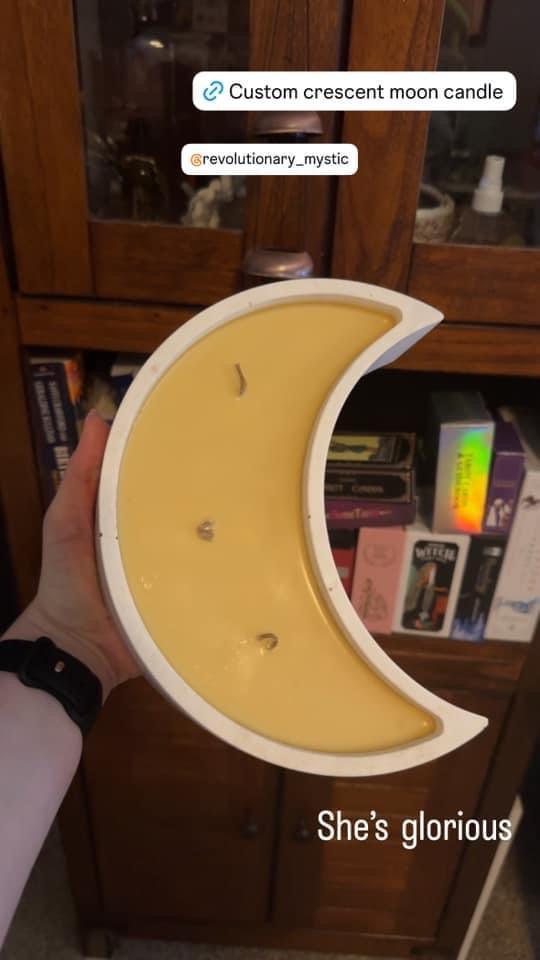 Custom Crescent Moon Candle - Revolutionary Mystic
