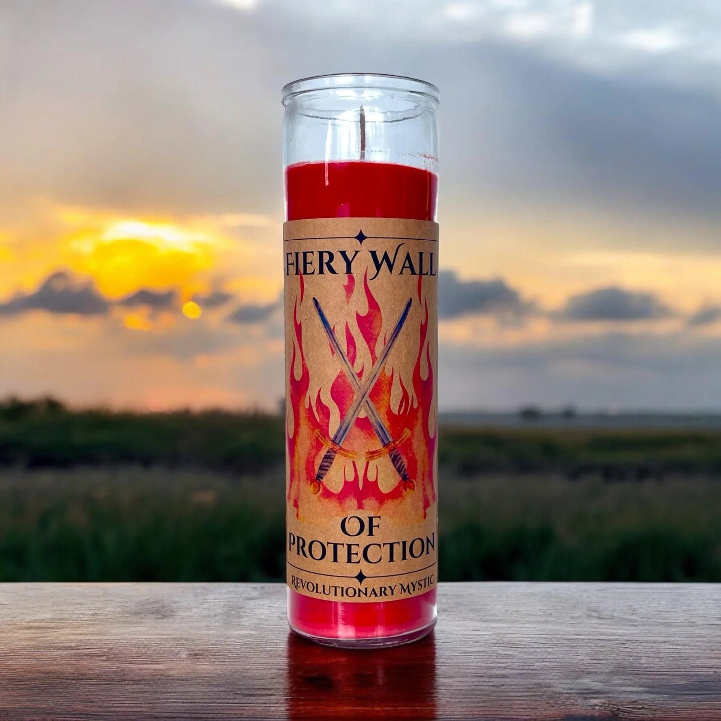 Fiery Wall of Protection Spell Candle Soy Wax Ritual Candle for Spiritual Protection And Boundary Work - Revolutionary Mystic
