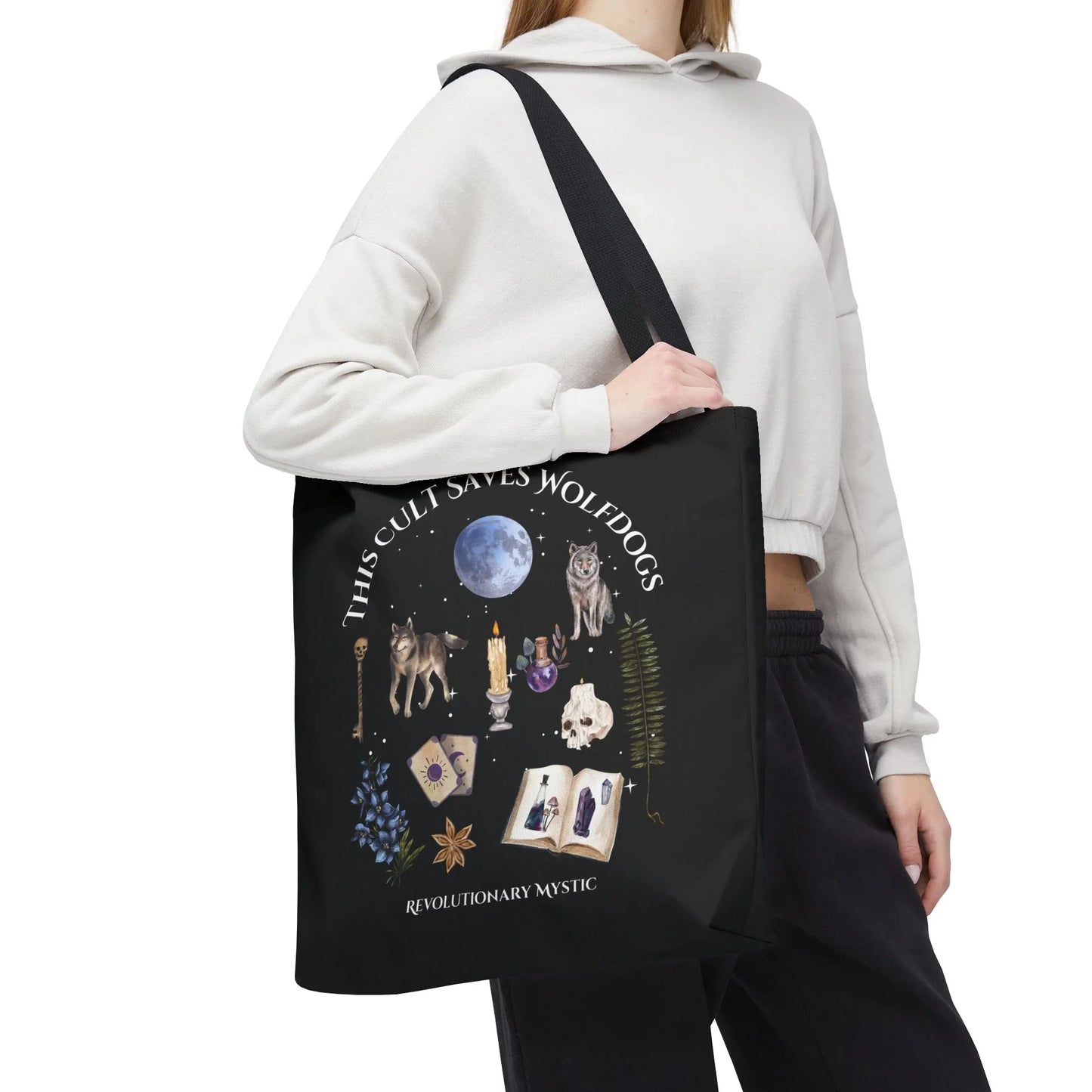 Mystical Wolfdog Tote Bag - Cult Saves Wolfdogs & Hexing Haters Design - Revolutionary Mystic