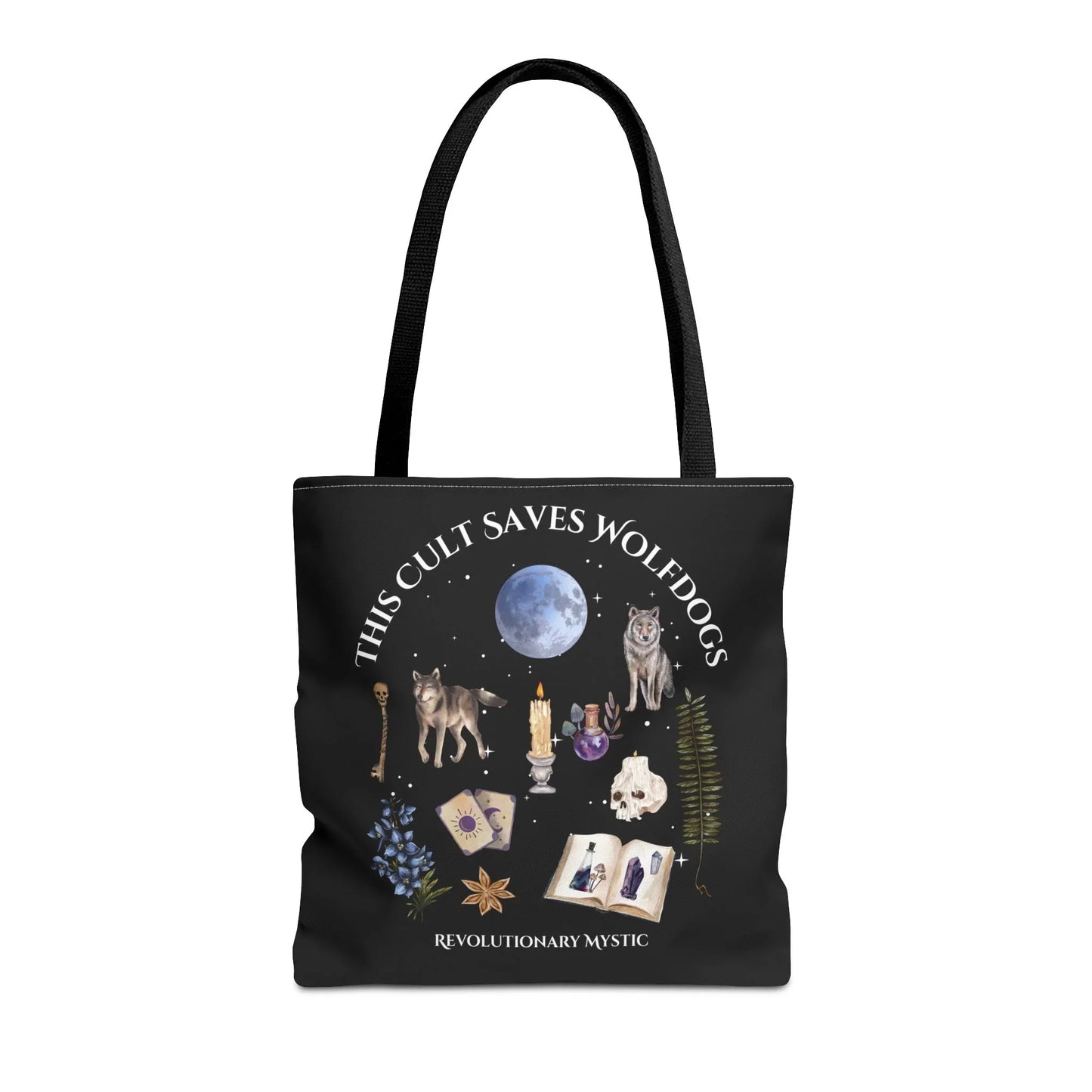 Mystical Wolfdog Tote Bag - Cult Saves Wolfdogs & Hexing Haters Design - Revolutionary Mystic