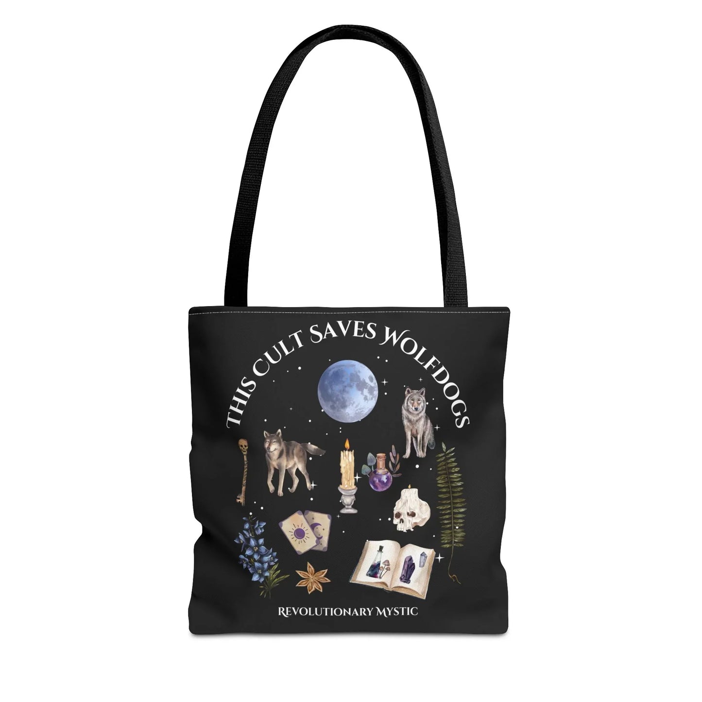 Mystical Wolfdog Tote Bag - Cult Saves Wolfdogs & Hexing Haters Design - Revolutionary Mystic