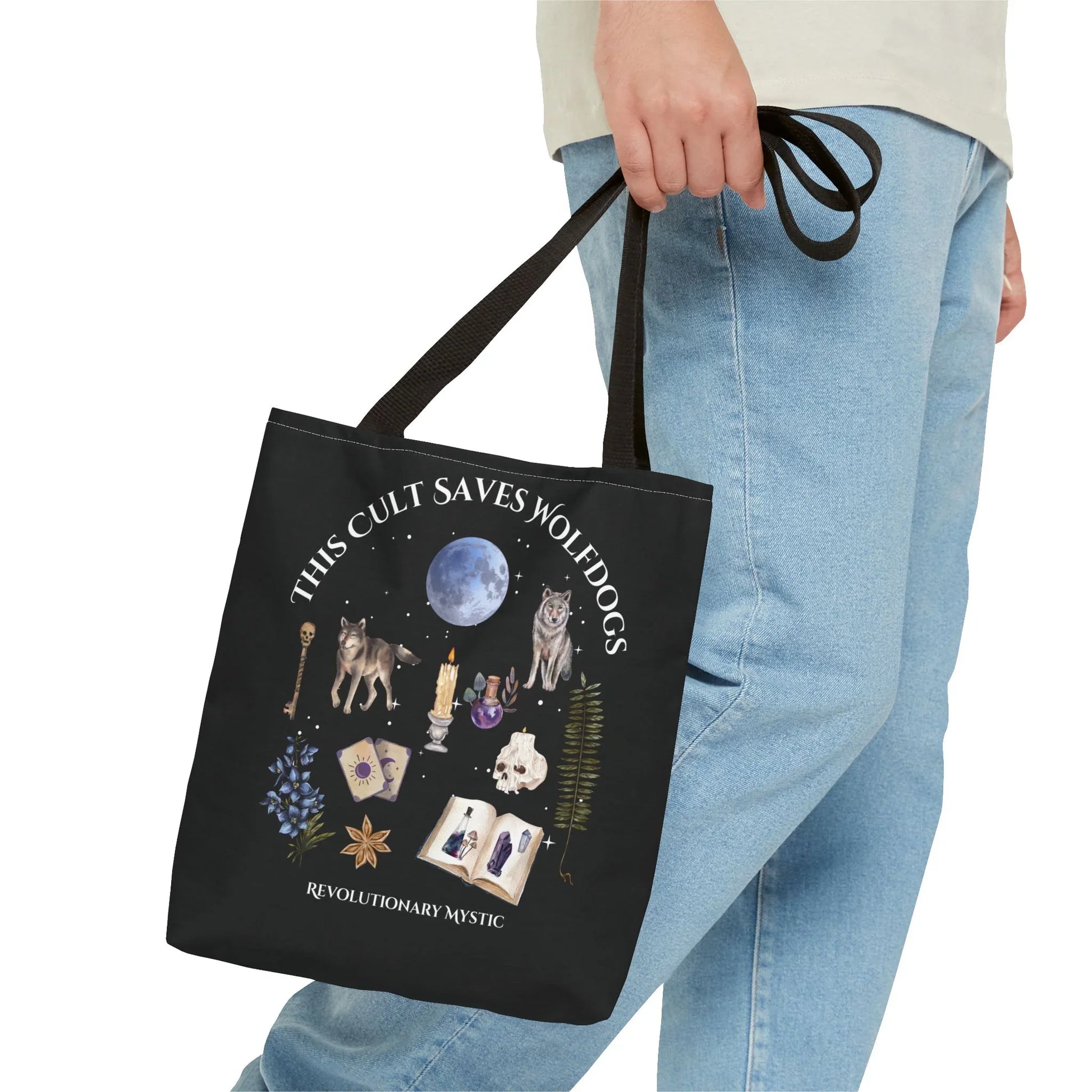 Mystical Wolfdog Tote Bag - Cult Saves Wolfdogs & Hexing Haters Design - Revolutionary Mystic
