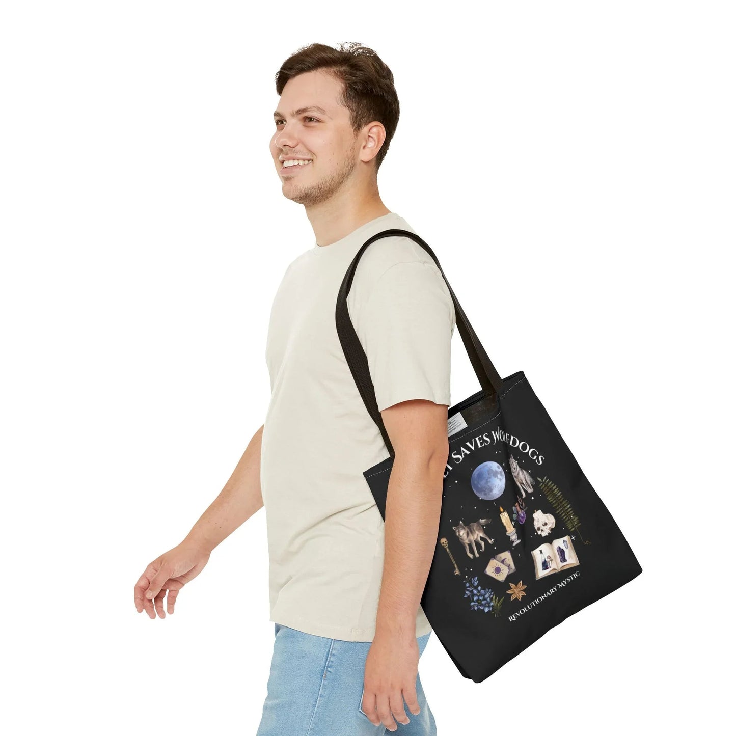 Mystical Wolfdog Tote Bag - Cult Saves Wolfdogs & Hexing Haters Design - Revolutionary Mystic