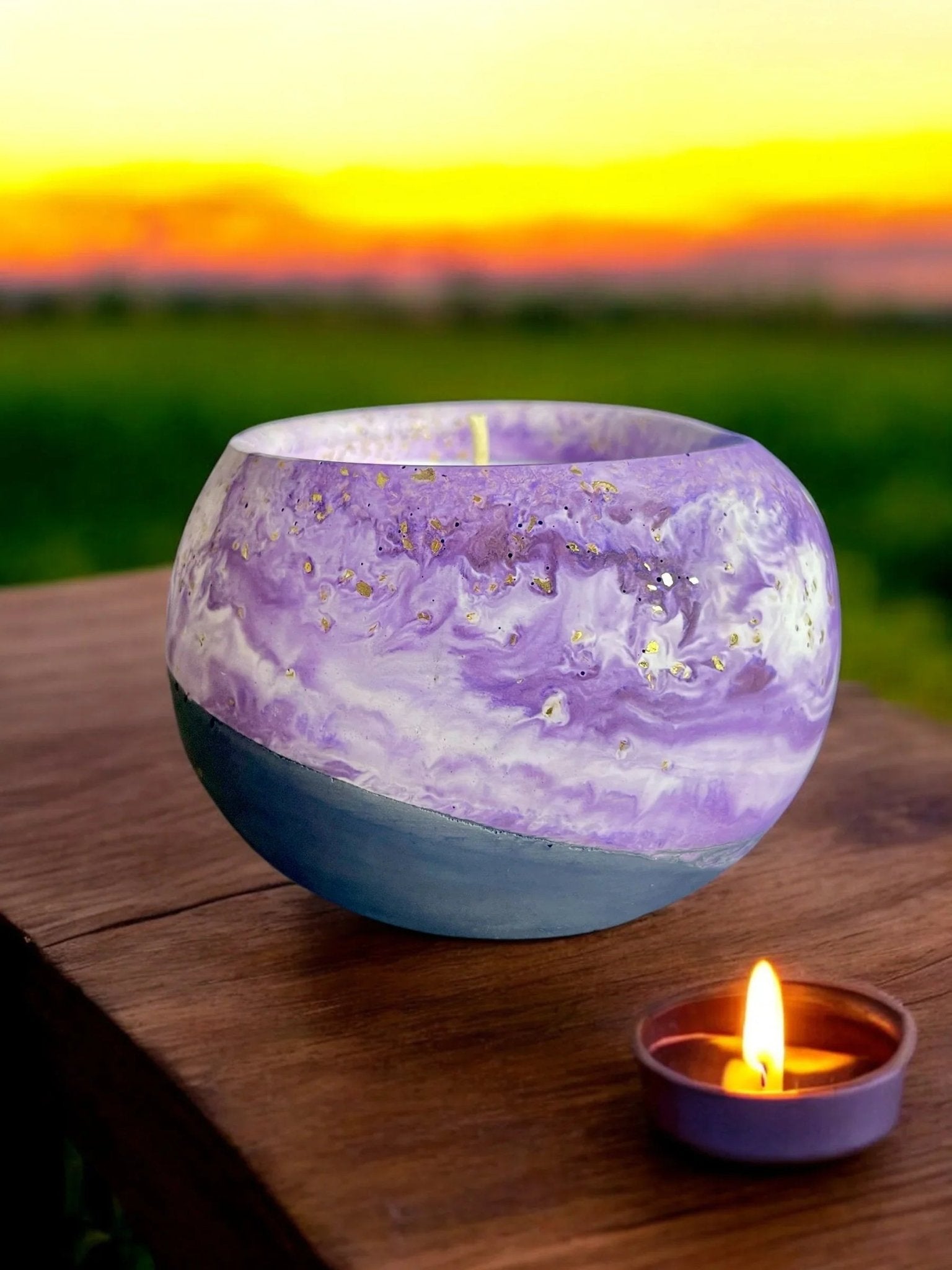 Purple/Black Sanctuary Spirit Orb Soy Wax Candle - Nontoxic Hand - Poured Candle - Revolutionary Mystic